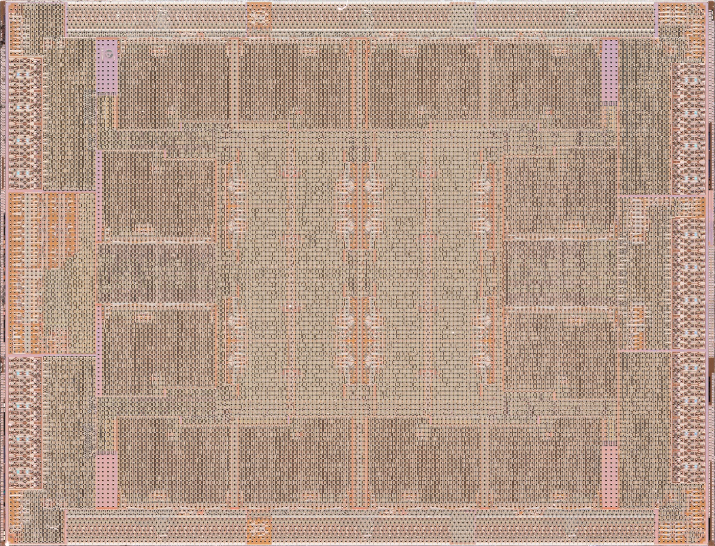 Vue macroscopique d'une puce gravée en 16 nanomètres chez TSMC.